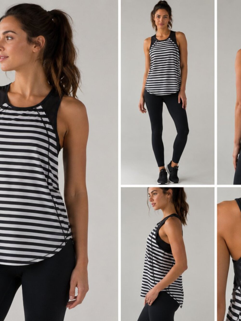Lululemon Black White Striped Mesh Racerback Tank Top
